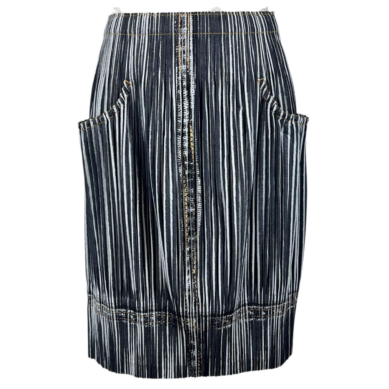 ▲PLEATS PLEASE プリーツプリーズ イッセイミヤケ PP01-JG594 デニム転写 タイトスカート マルチ 5 大き目サイズ レディース