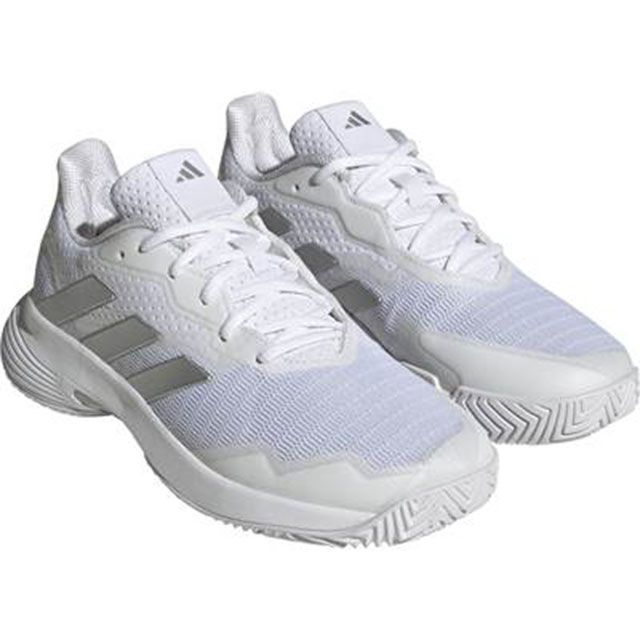 23.0cmのみ adidas アディダス オールコート テニスシューズ キッズ ジュニア レディース ウィメンズ COURTJAMCONTROLW ホワイト×シルバー ID1543-230