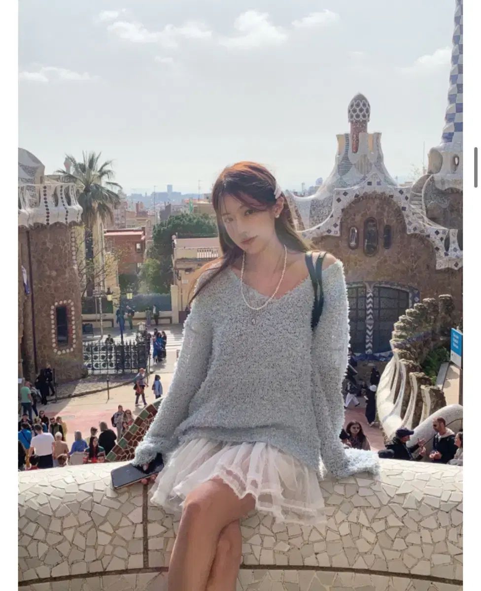 スカイブルー ニット