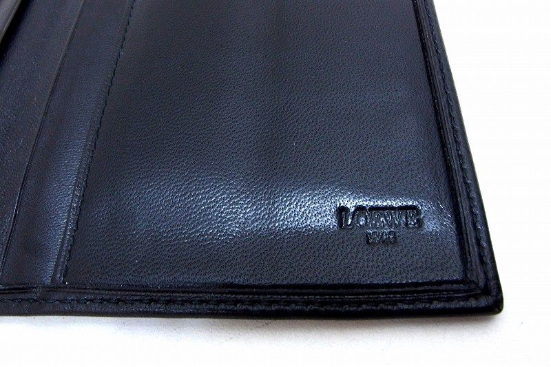 ロエベ 長財布 レザー ブラック ラウンドファスナー アナグラム LOEWE