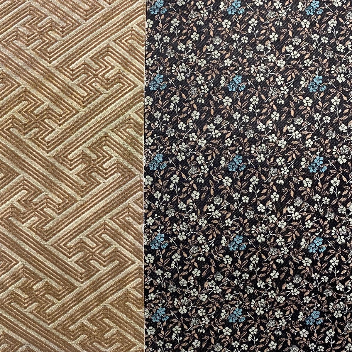 袋帯 草花 紗綾形 箔 ピンクベージュ 六通 正絹