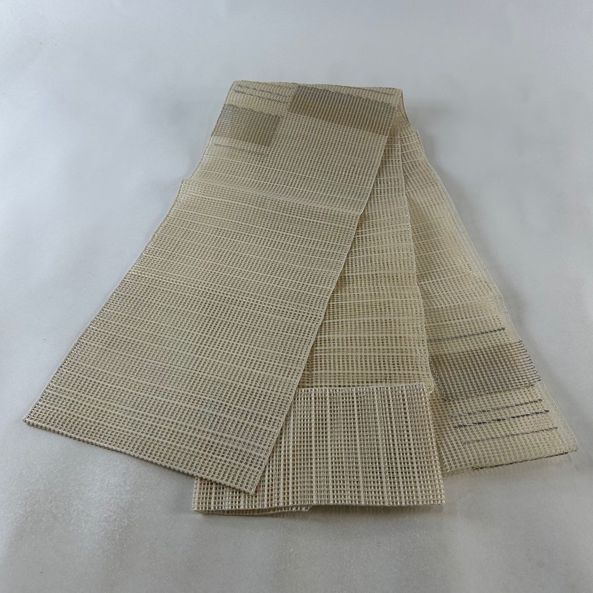 名古屋帯 美品 秀品 夏帯 八寸名古屋帯 縞 幾何学 金糸