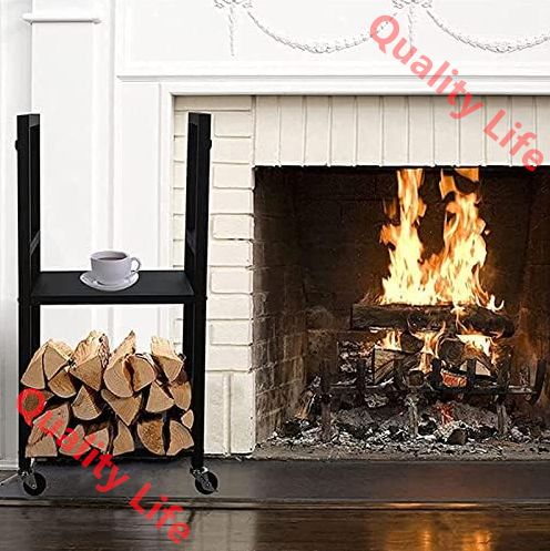 薪ラック ログラック 屋内用薪ログラック フックホルダーとホイールスタンド付き 薪の束をしっかり保管でき 屋外の廊下 裏庭のデッキ その他木材を乾燥させる必要がある場所に適しています 80 40 30cm NEXPOTALLINN_EU
