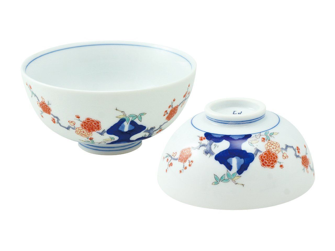 【数量限定】45026080 木箱入 夫婦茶碗 有田焼 φ11.3×H5.5cm/φ10.8×H5cm ささ紅梅 飯碗 山下工芸