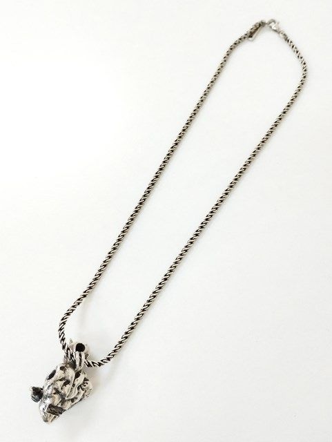 V538 [人気] かすう工房 鬼ネックレス シルバー 和柄 和風 | Q
