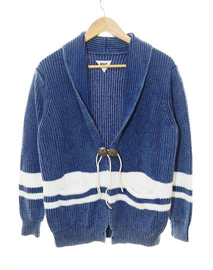 ロンハーマン Ron Herman RHC 16AW ショールカラー コンチョボタン 銀ボタン インディゴ ニット カーディガン ブルー 【ブランド古着ベクトル】【中古】240828