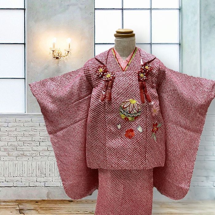 3歳の七五三 被布セット 正絹 絹【250919】ひった 絞り 新品
