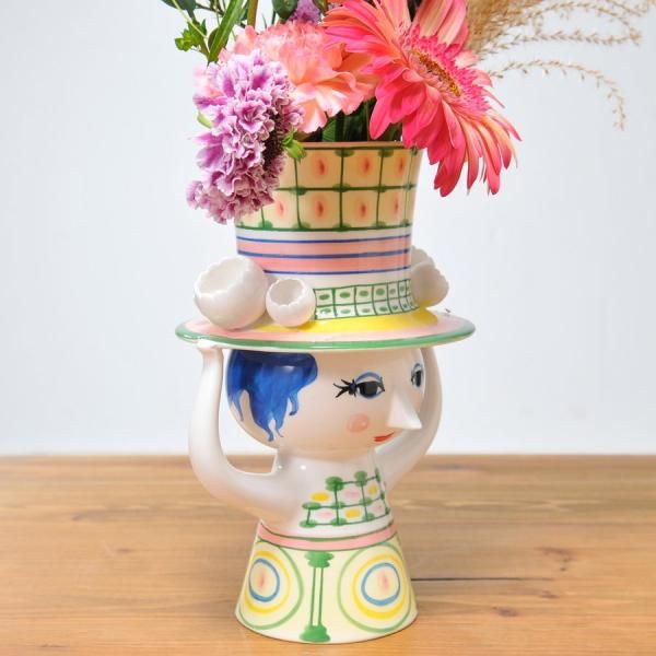 フラワーベース Lady with Hat レディウィズハット グリーン H24.5cm