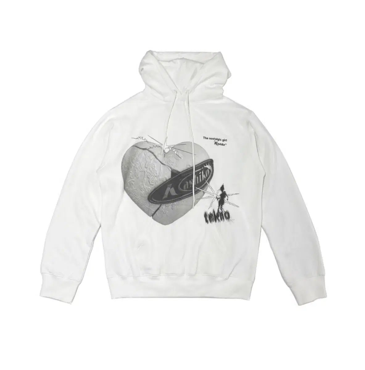 Kashiko カシコ フード付きTシャツ Kashiko Love Fluffy Hoodie White