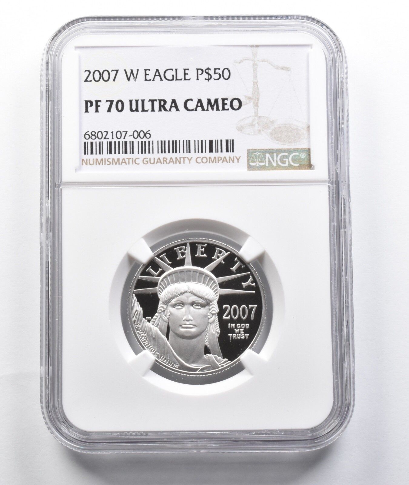 PF70 UCAM 2007W 50ドル アメリカン プラチナ イーグル 1|2オンス プラチナ NGC