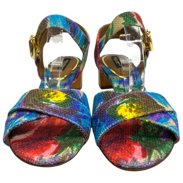 ドルチェ-ガッバーナ 15204 ドルガバ D-G アンクル ストラップ サンダル フラット サンダル 総柄 DOLCE&GABBANA サイズ 36 約23cm 正規品 安心品質 レディース ブランドシューズ 感 リゾート カジュアル