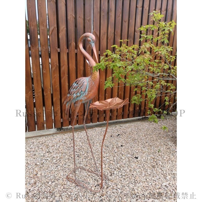 ガーデンオーナメント オブジェ 鶴 鳥 置物 庭 屋外 金属製