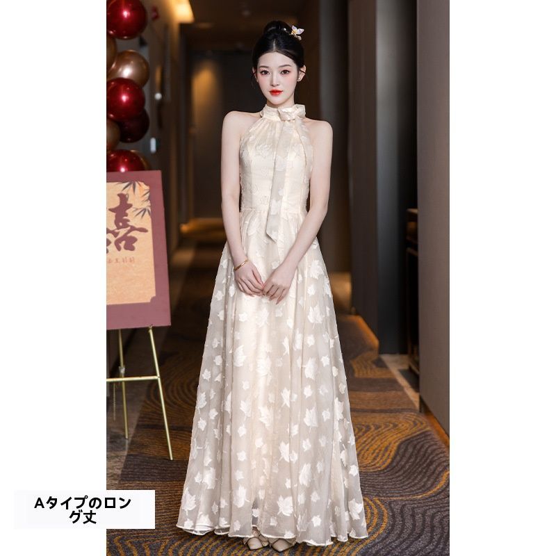 シャンパンブライズメイドドレス 上品 小規模デザイン 絶美 花嫁付添い用 婚約式 普段使い-10.07 パーティードレス ドレス ブライダル スーツ フォーマル ドレス