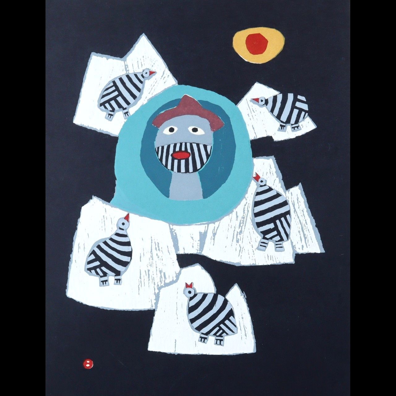 畦地梅太郎　季節の山 畦地梅太郎 「季節の山三」 木版画 直筆サイン 1968年 山男 唐物