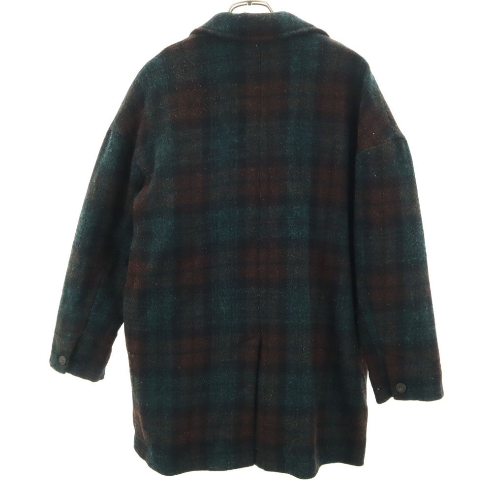 【美品】パーリッシィクラシスク ハリスツイード コート チェック ネイビー F 古着 PAR ICI KLASSISK パーリッシィクラシスク ハリスツイード