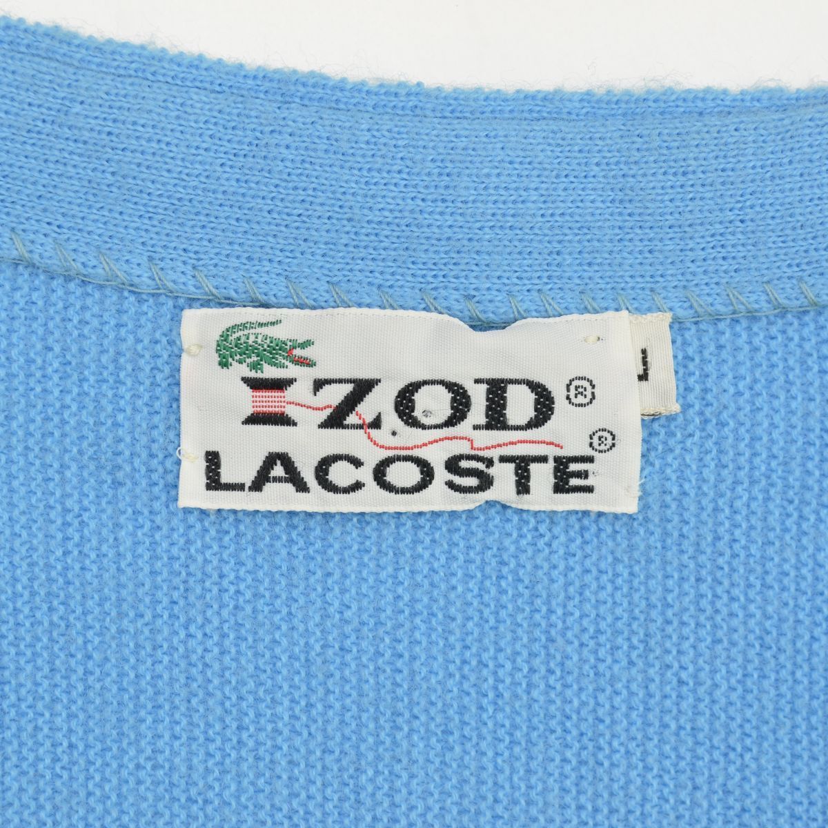 IZODLACOSTE】70s 糸巻きタグ 青ワニ アクリルニット長袖