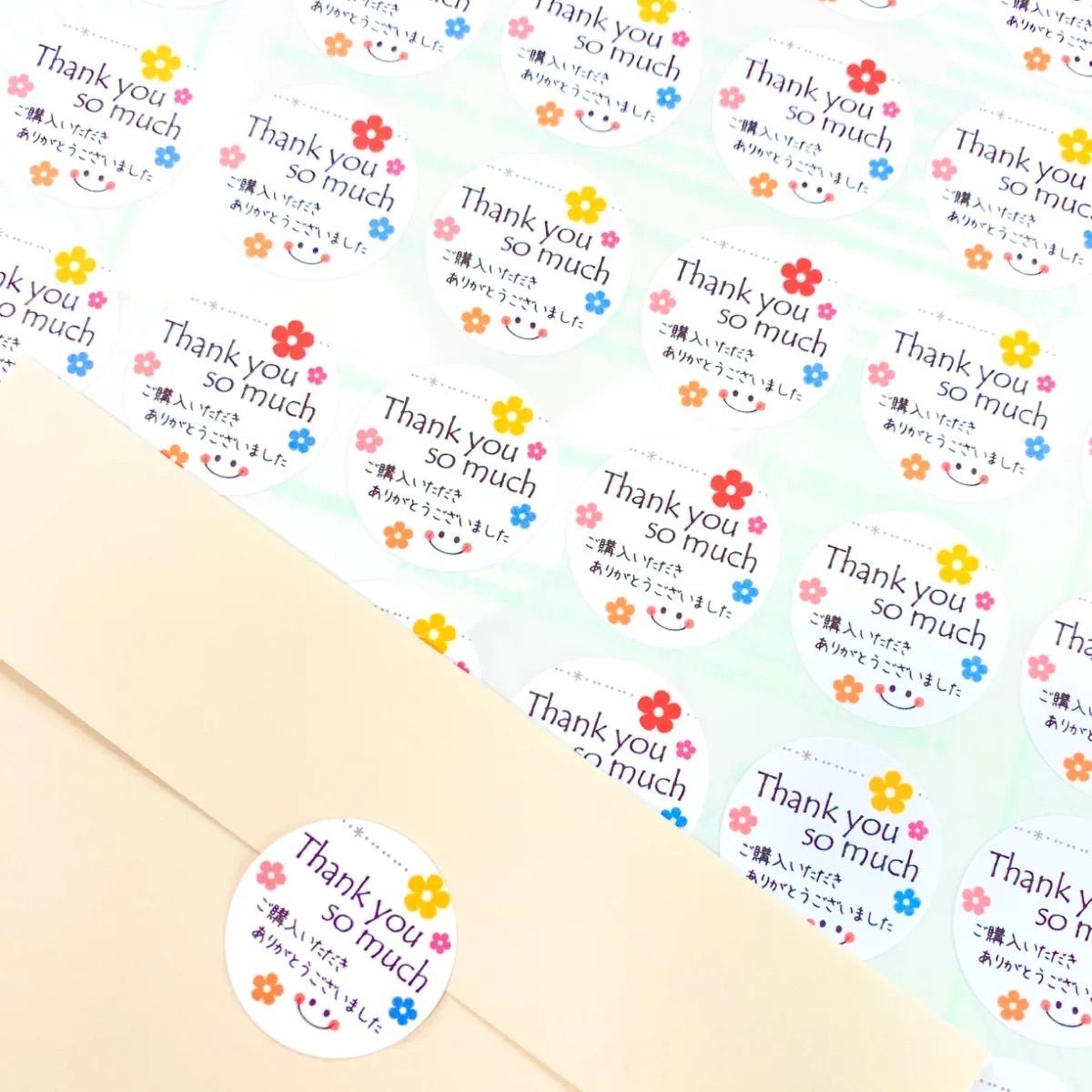No.137サンキューシール48枚ハンドメイドありがとうシールショップ