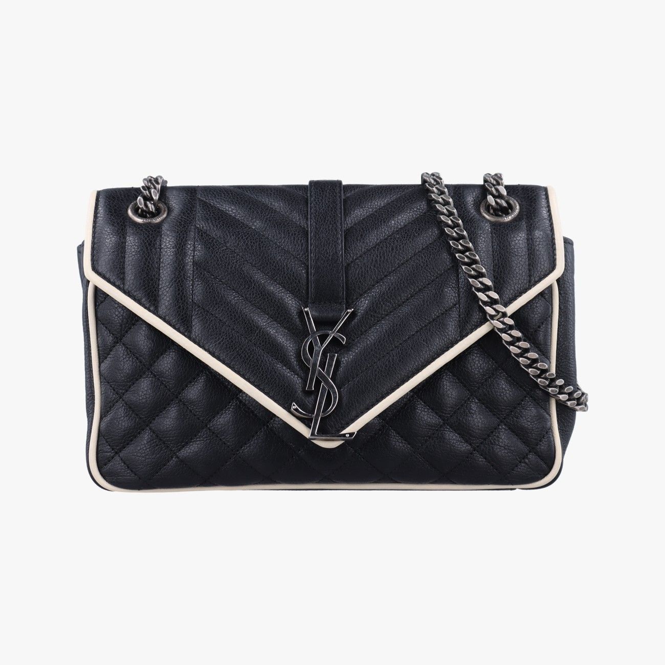 イヴサンローランYves Saint Laurentエンベロープブラック×ホワイトレザー428125TCT428125.1016