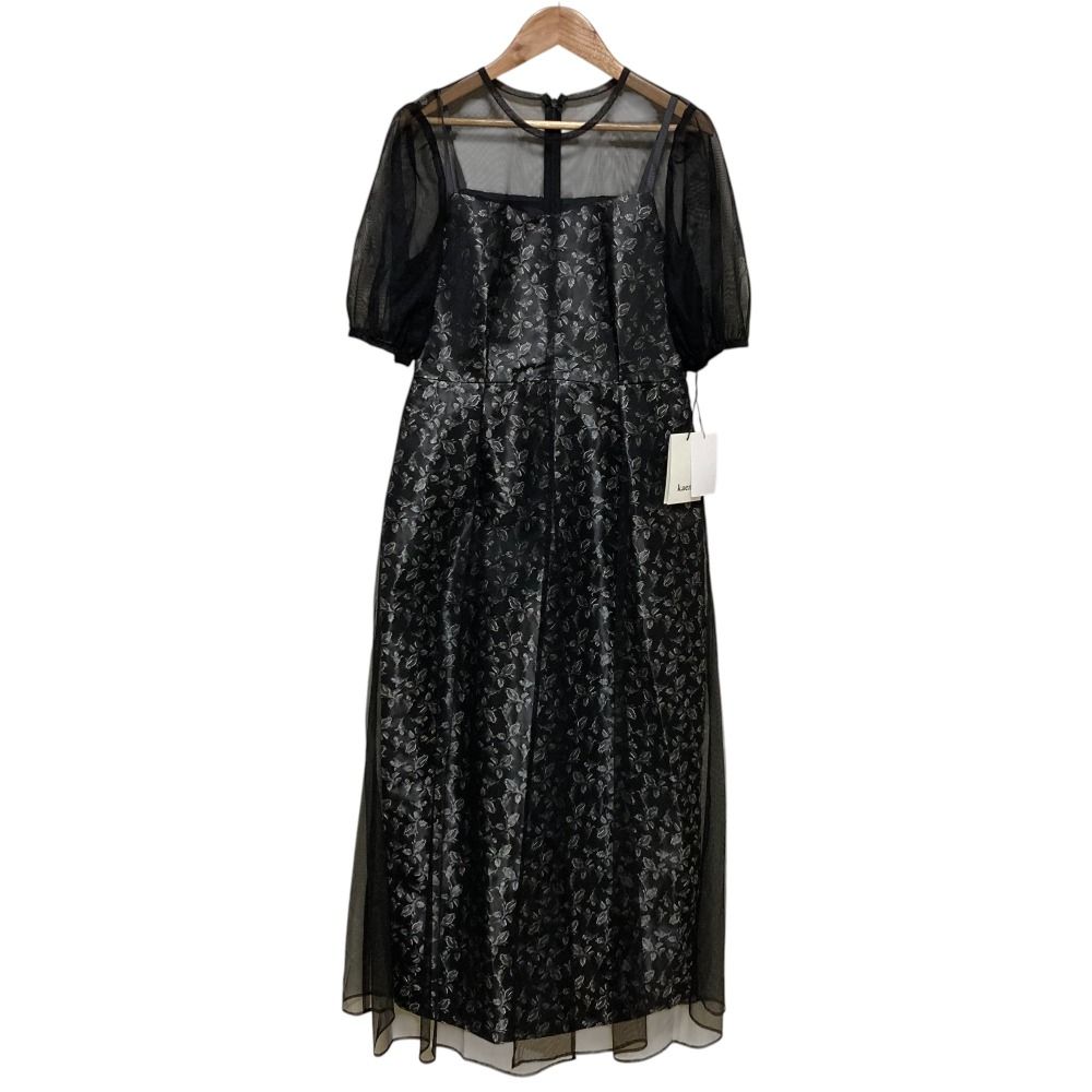♥ kaene カエン ローズジャカード チュールドレス ワンピース サイズ38 ブラック レディース 古着