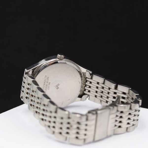 稼働 マリオバレンチノ QZ ブルー文字盤 MV-507 メンズ腕時計 KMR