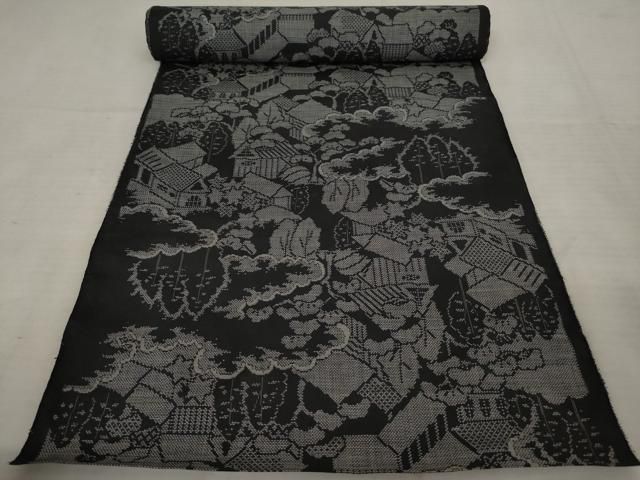 反物　着物 平和屋着物▽紬 反物 着尺 風景文 正絹 逸品 未使用 AAAY3988ru