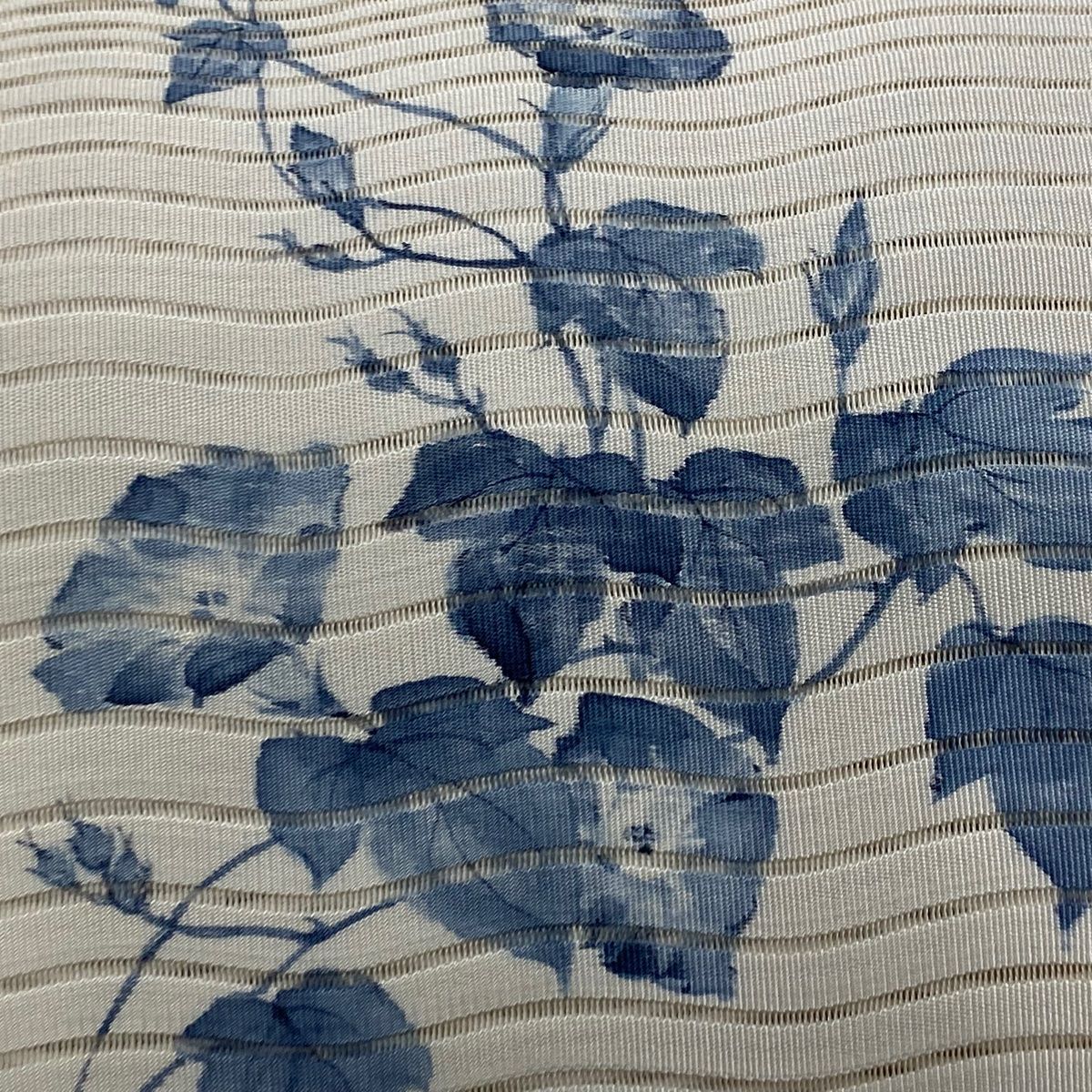 名古屋帯 秀品 落款 夏帯 絽 松葉仕立て 八寸名古屋帯 朝顔 クリーム 正絹