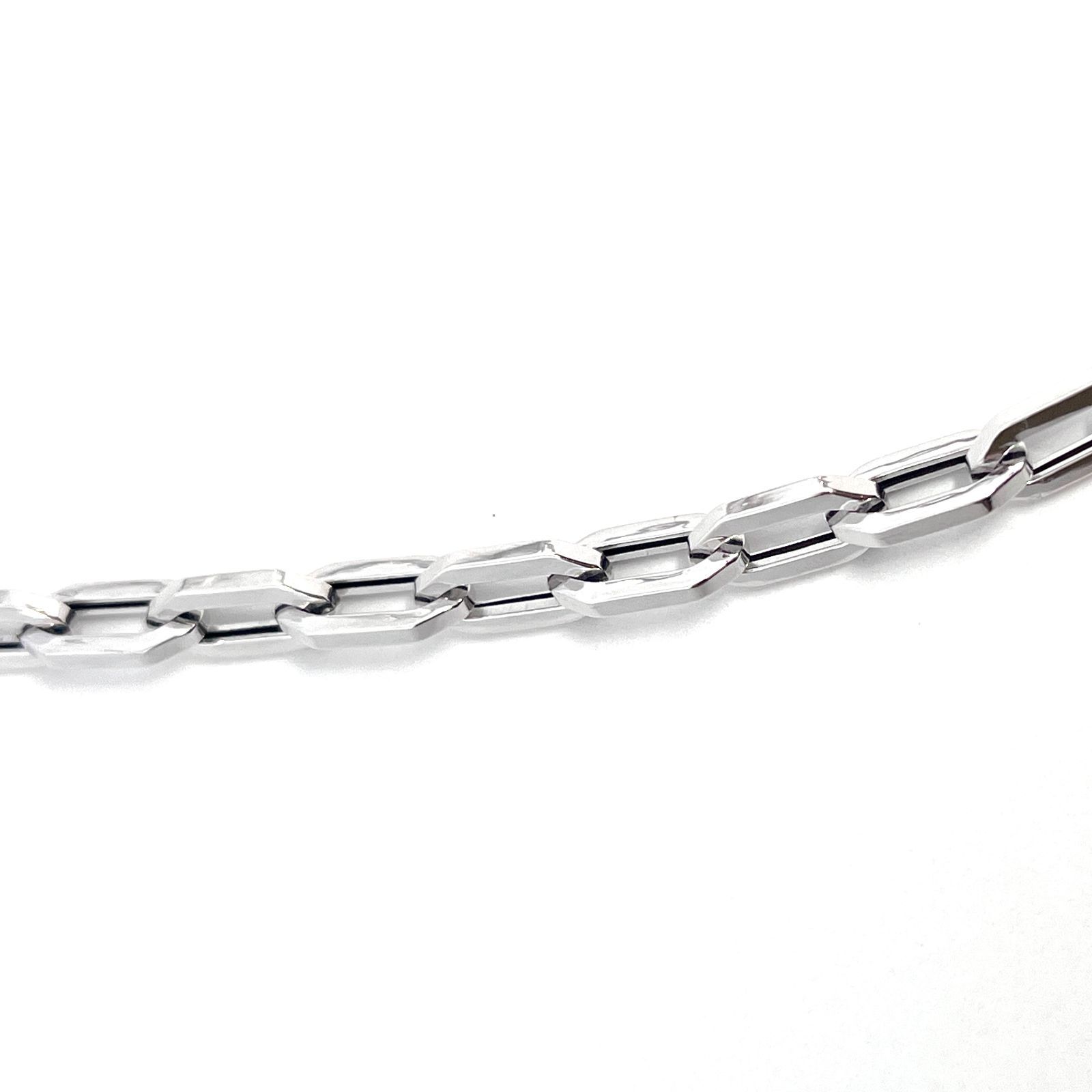 新品 18金 ホワイトゴールド ペーパークリップ ネックレス チェーン 幅5.2mm 60cm K18 WG 角アズキ 中空 リンク RMジュエリー