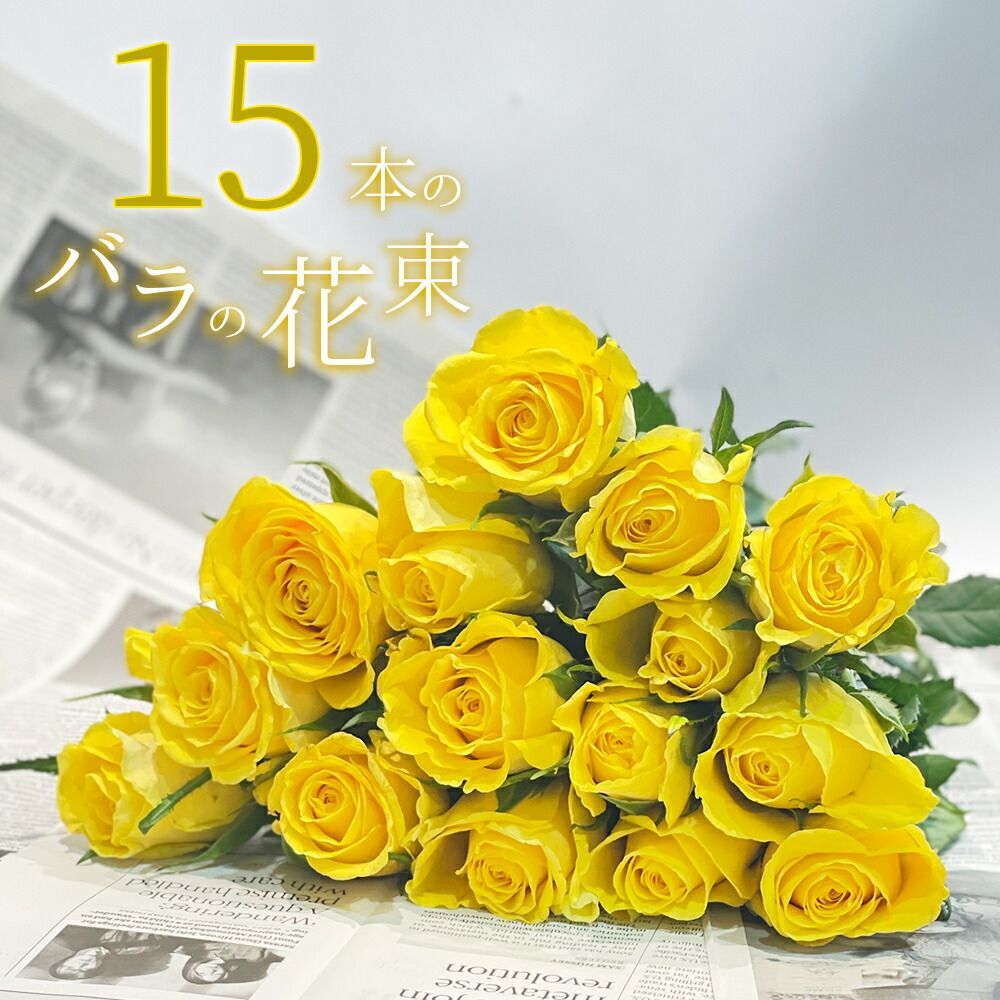 黄色バラ15本の花束 銀座の黄バラ 花束 土日出荷 薔薇 ばら プレゼント 銀座から届く幸せ 誕生日 ギフト 薔薇 還暦 花 お花 御祝 お祝い 記念日 生花 15周年 賀寿祝い 長寿祝 お中元 送別 妻 奥さん 嫁 母 ママ
