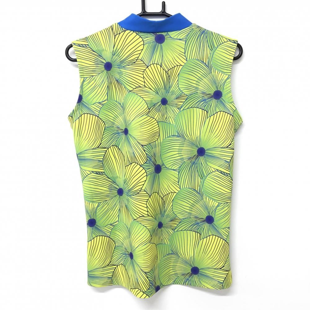 超美品】レザレクション ノースリーブポロシャツ イエロー×ブルー 花柄