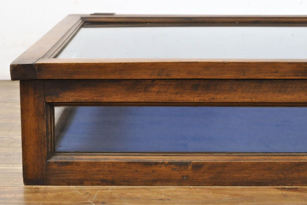 ☆事前問合せ必須☆ 両開きガラスケース イギリスアンティーク 卓上 平