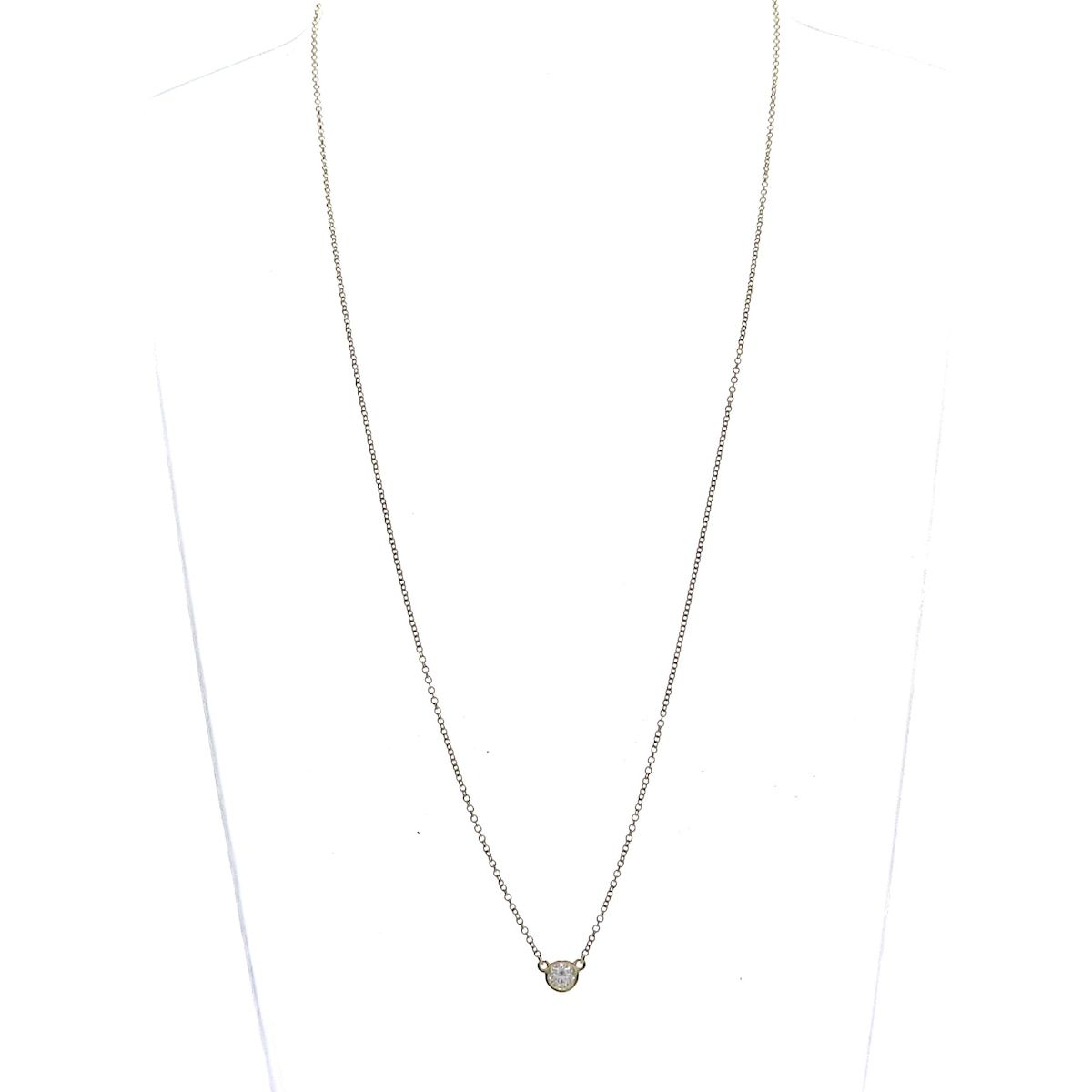 美品【ティファニー】K18YG バイザヤード　ダイヤ　約0.2ct　ネックレス Tiffany & Co. - ティファニー ネックレス バイザヤード K18YG
