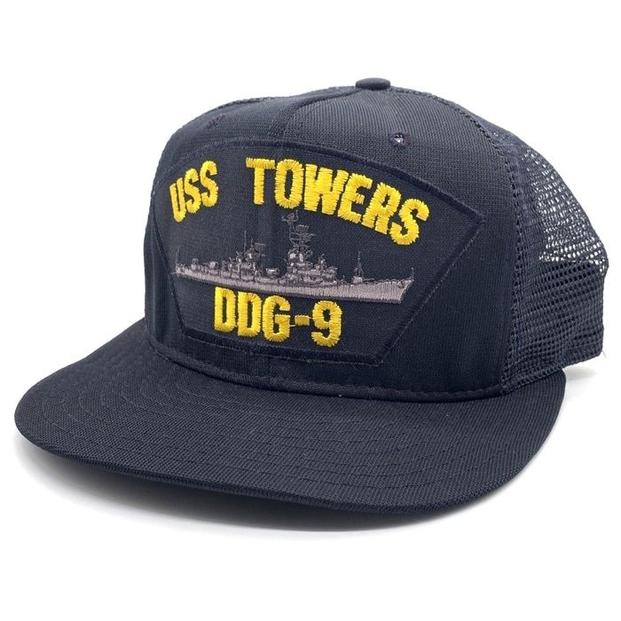 90년대 미 해군 USS 수륙 양용 돌격선 타워스 DDG-9 스냅백 메시 캡 네이비 스텐실