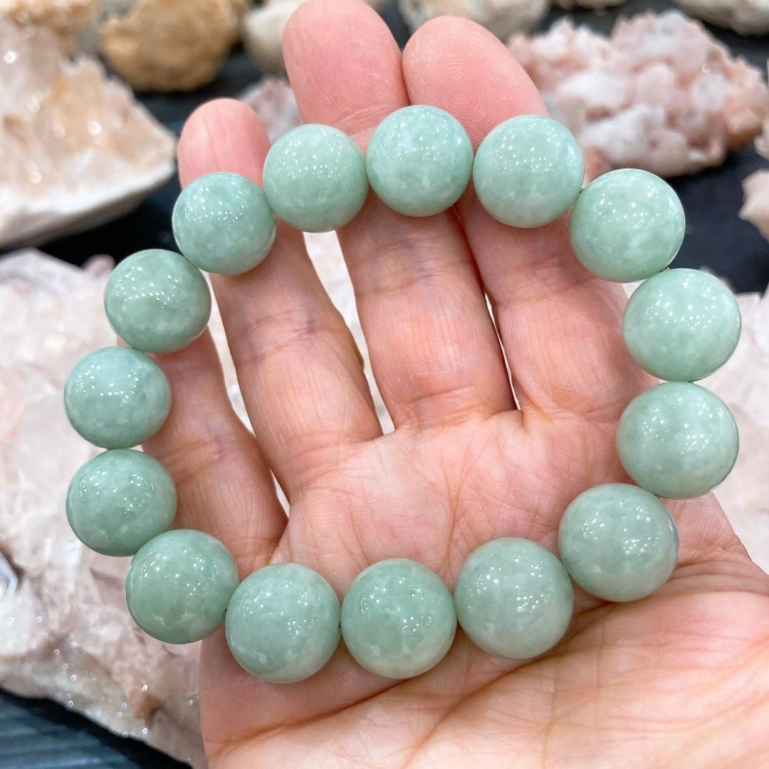 E29407 AAA翡翠 14㎜ ブレスレット ヒスイ ジェー ド ジェダイド jade bracelet