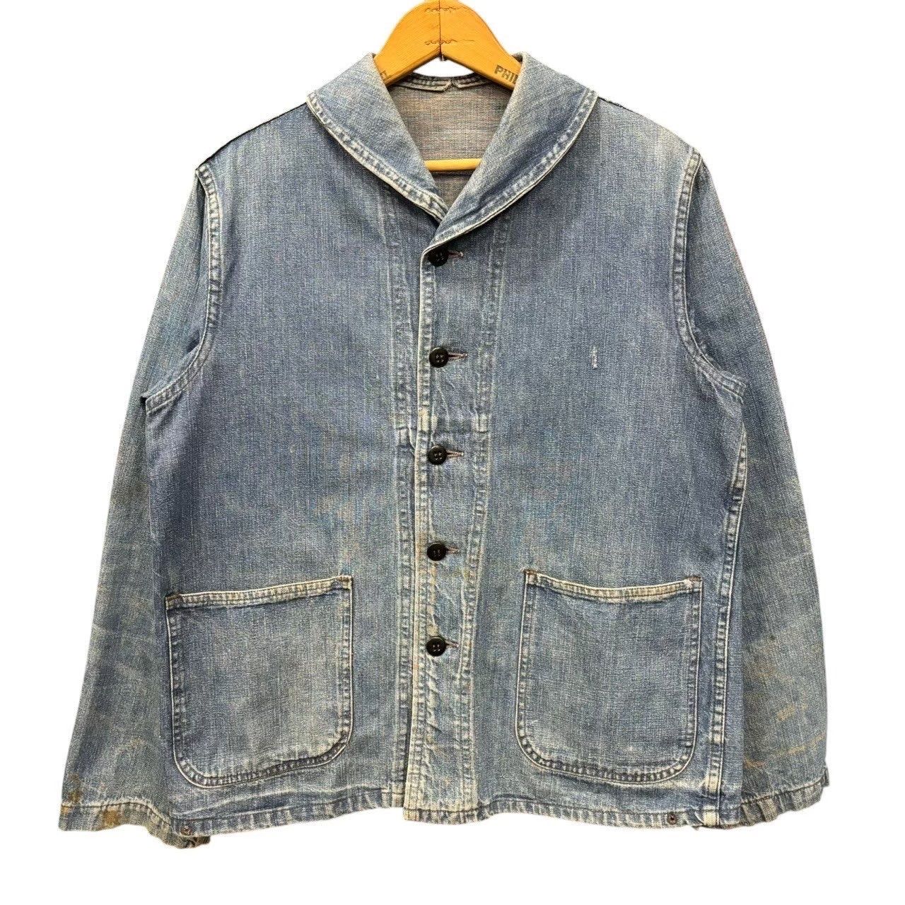 40s ビンテージ US NAVY ショールカラー デニム カバーオール