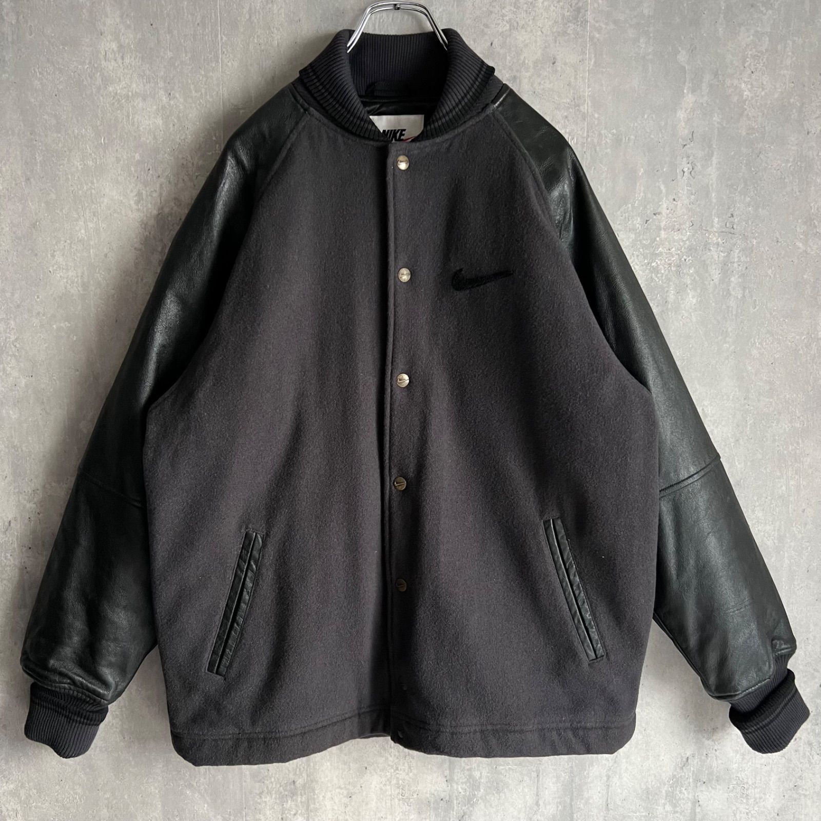 90s NIKE ナイキ ヴィンテージ ウール×袖レザー スタジアムジャケット