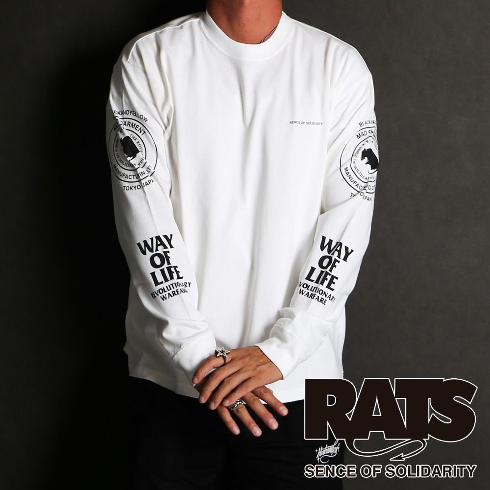 RATS/ラッツ】TWO WHEEL L/S TEE - WHITE / ロングスリーブ Tシャツ