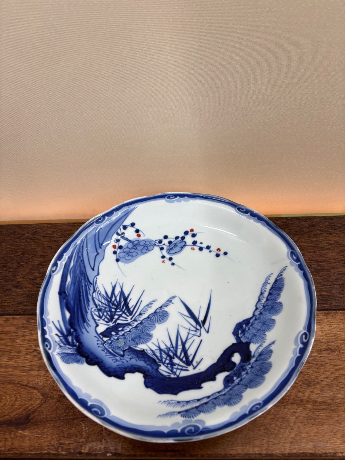 古伊万里 志田窯 【 染付 松竹梅文 大皿】 (25) 28.8センチ