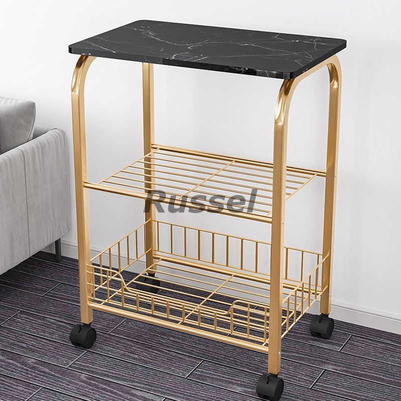  収納 ラック 北欧 エレガント キッチン ワゴン サイドテーブル おしゃれ オープン シェルフ 大理石模様 キャスター付き ゴールド キッチンラック キッチン収納 ラック