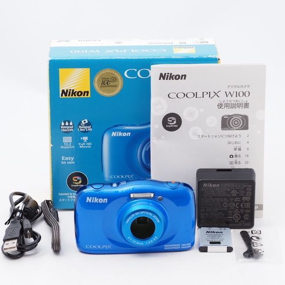 Nikon デジタルカメラ COOLPIX W100 防水 W100BL クールピクス ブルー-