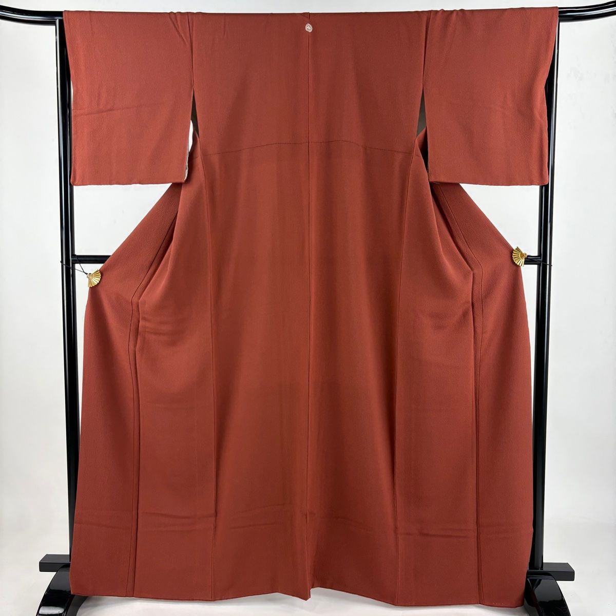 色無地 身丈162cm 裄丈65.5cm M 袷 花井幸子 落款 地紋 赤茶 正絹 秀品 一つ紋