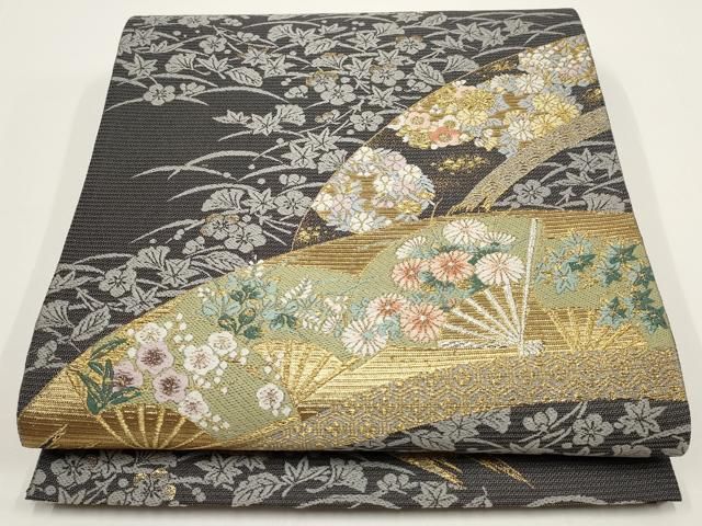 正絹 六通袋帯 三越【宝彩唐織 宝尽くし 花】