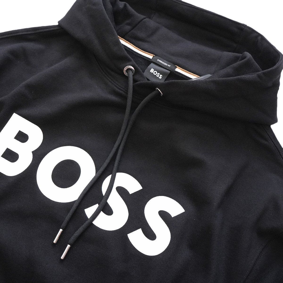 2025 BOSS デカロゴ スウェット パーカー 黒 M ボスBETTERライン 2025◇最新作◇ BOSS ◇ボス◇ロゴ スウェット パーカー