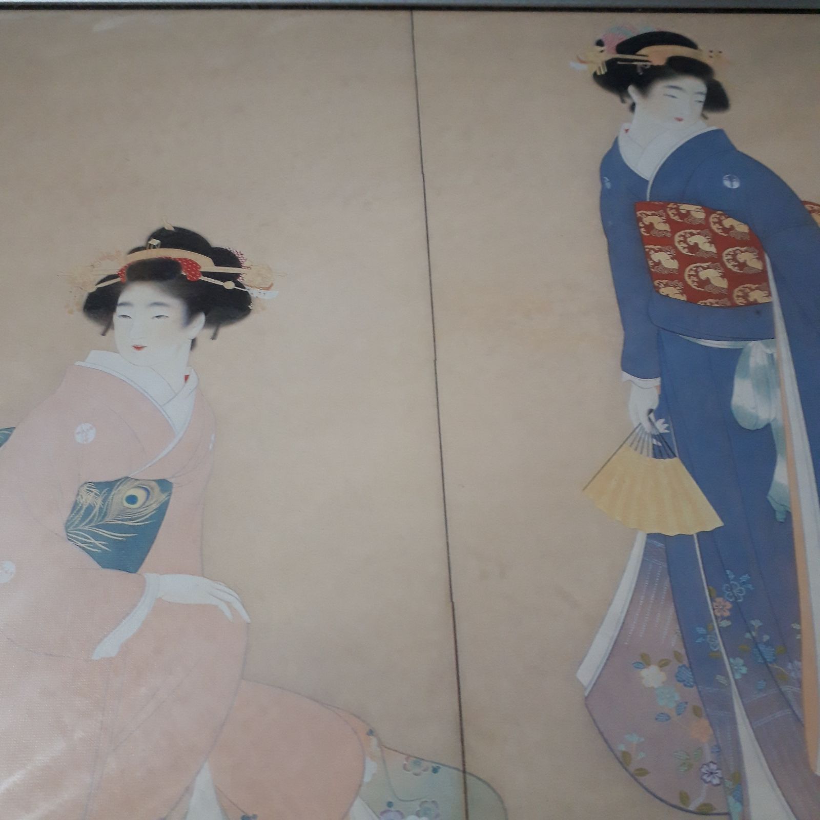 額入り絵画 上村松園 春秋 日本美人 和装美人 日本絵画 着物 振り袖
