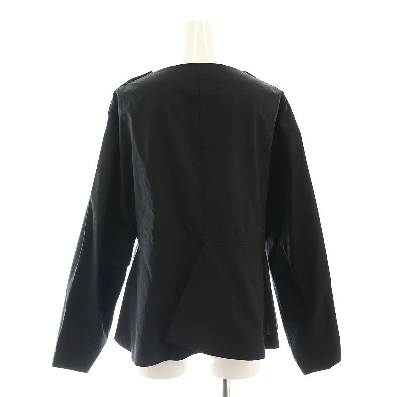 ブラミンク BLAMINK コットンペプラムフレアブラウス 長袖 36 黒  