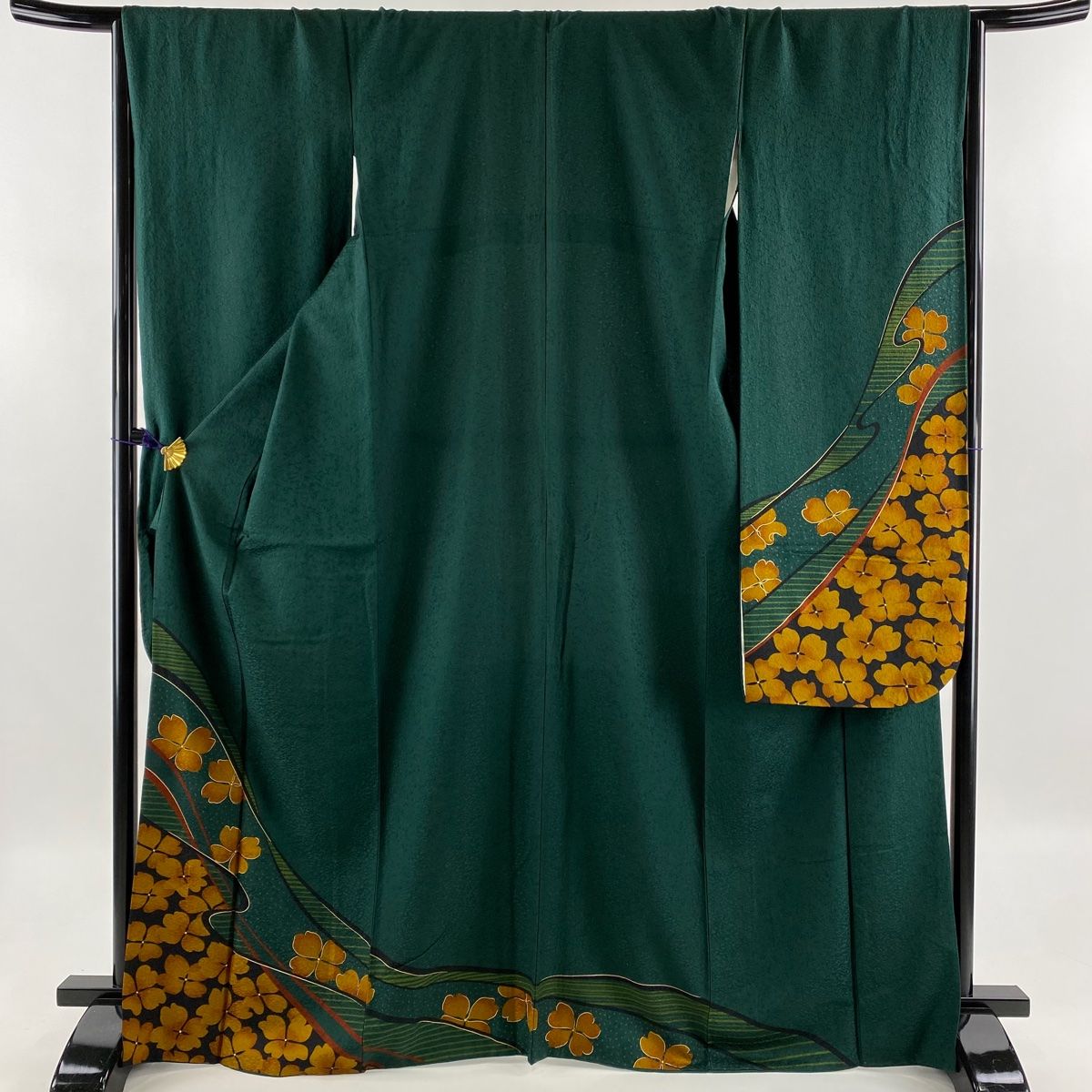 振袖 身丈166.5cm 裄丈67.5cm L 袷 やまと 花 幾何学 金彩 緑 