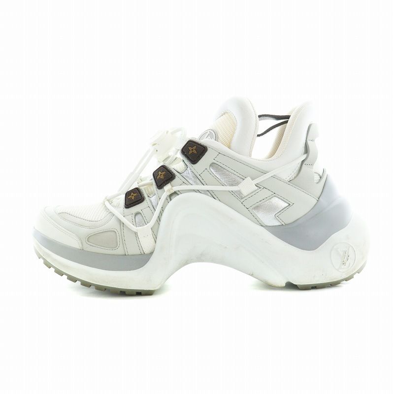 ルイヴィトン LOUIS VUITTON アークライト スニーカー ローカット シューズ 靴 モノグラム ロゴ レザー 36 23cm 白 ホワイト G0 1221 GY18 |MQ OH