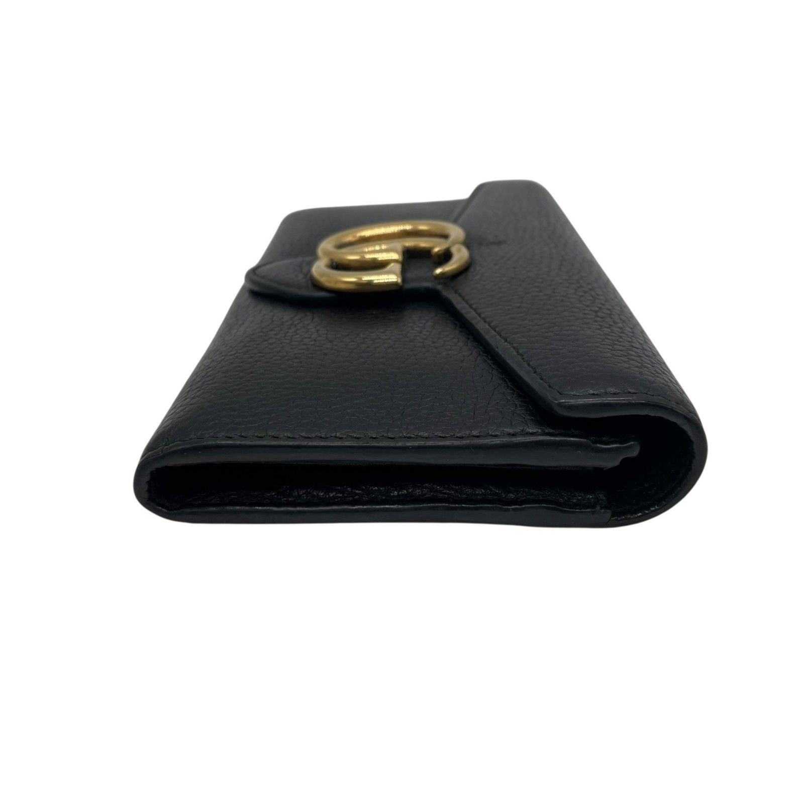 GUCCI グッチ レザー 長財布 ブラック ゴールドG金具 GUCCI グッチ ジャッキー Wホック 二つ折り長財布 レザー