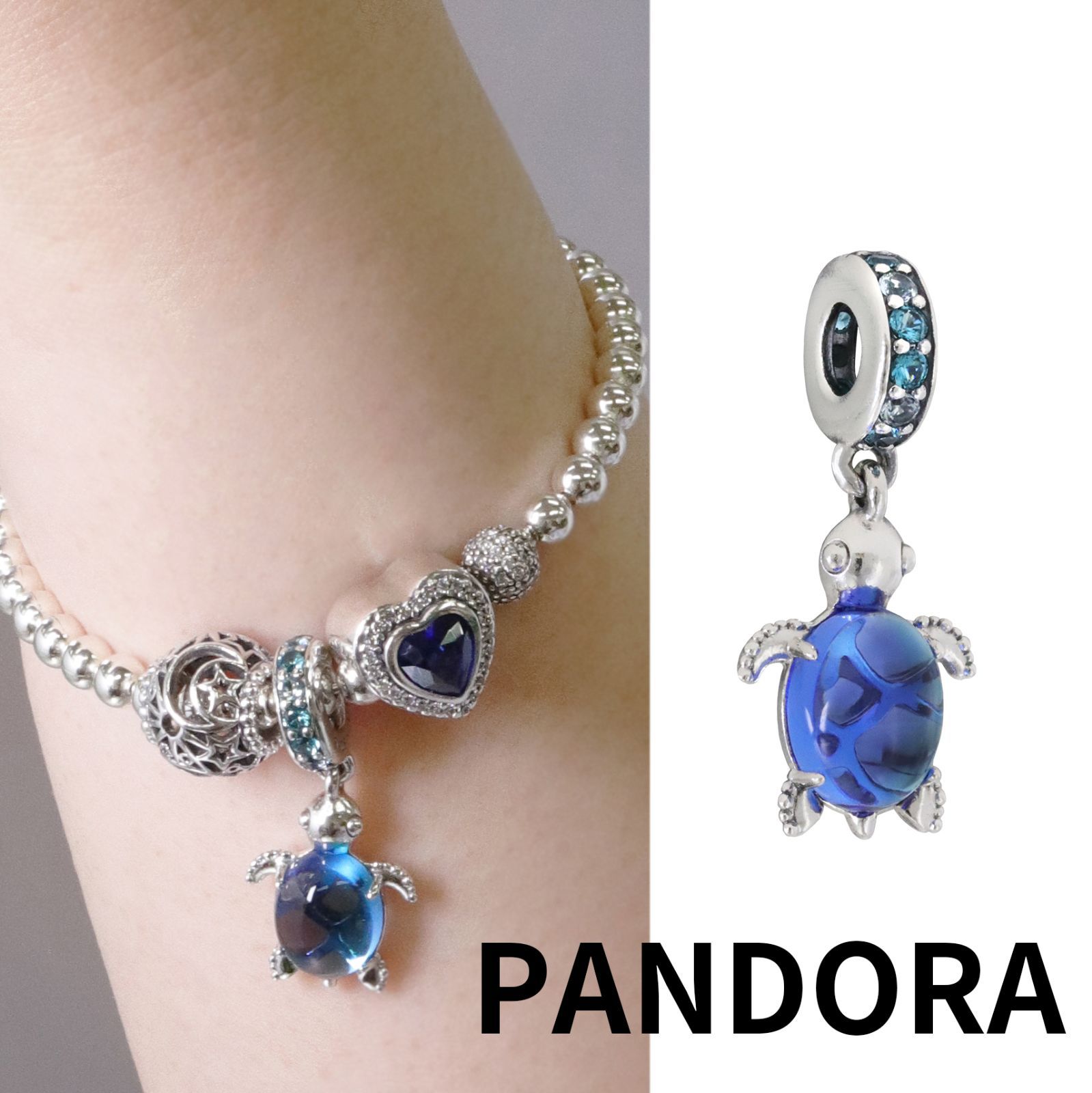 ☆【新品・正規品】ボックス・ショッパー付 PANDORA(パンドラ) ☆ムラーノガラス シータートル チャーム 単品☆カスタマイズアクセ  スターリングシルバー シルバー925 高品質 低価格 ブレスレット ブランド  東京発送