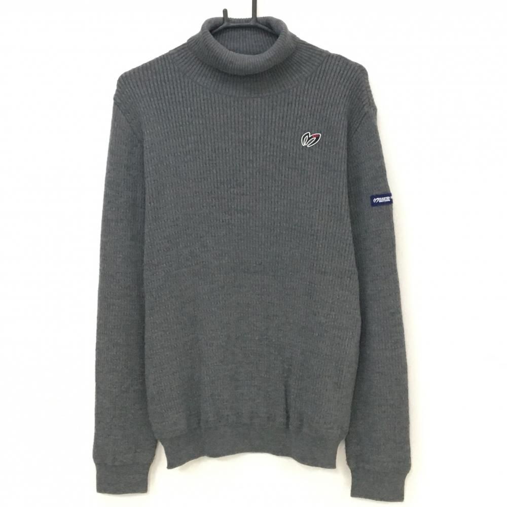 マスターバニー セーター グレー 細ケーブル編み ウール混 タートルネック メンズ 6 XL ゴルフウェア MASTER BUNNY EDITION