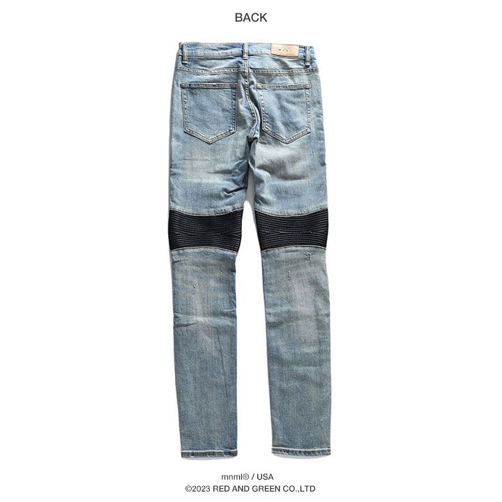mnml デニム ジーンズ メンズ 春夏秋冬用 インディゴライト